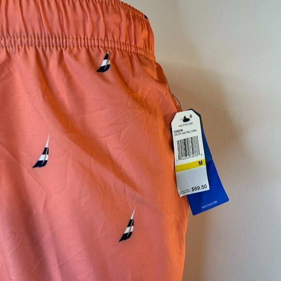 Nautica Men's Pale Coral Sailboat Performance Swim Trunks - Size Medium - NWT - Picture 2 of 5